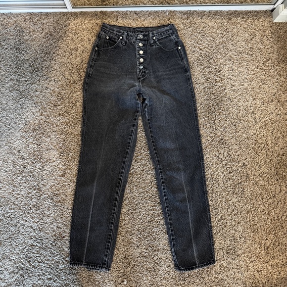 Vintage High Waisted Button Up Black Wrangler Jeans - Picture 1 of 10